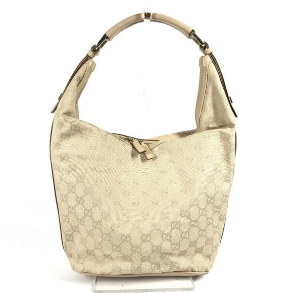GUCCI 73885 GG logo bucket-shaped Shoulder Bag GGCanvas/Leather Beige - Picture 2 of 15